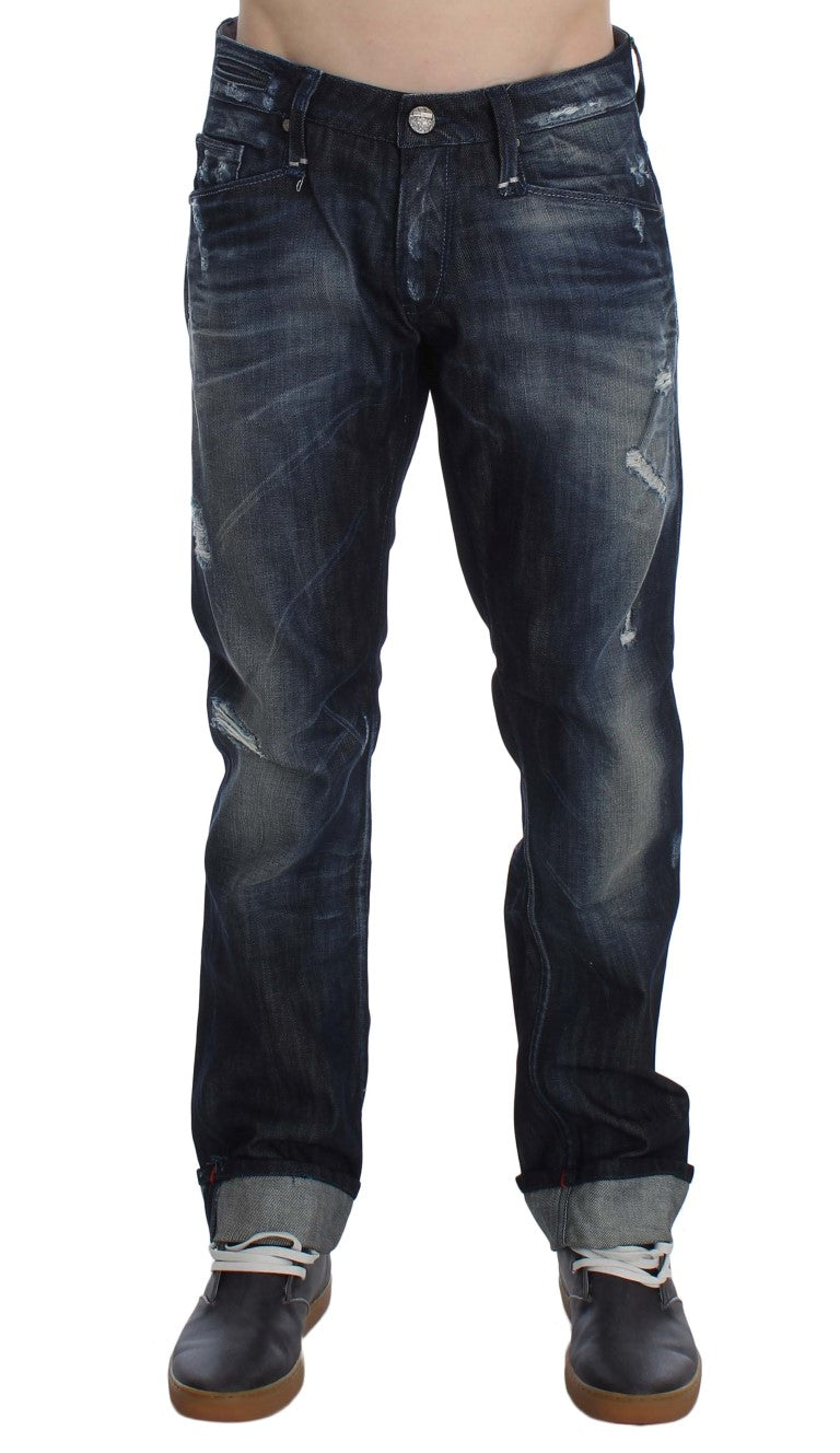 Acht Blaue Baumwolle Regular Straight Fit Jeans