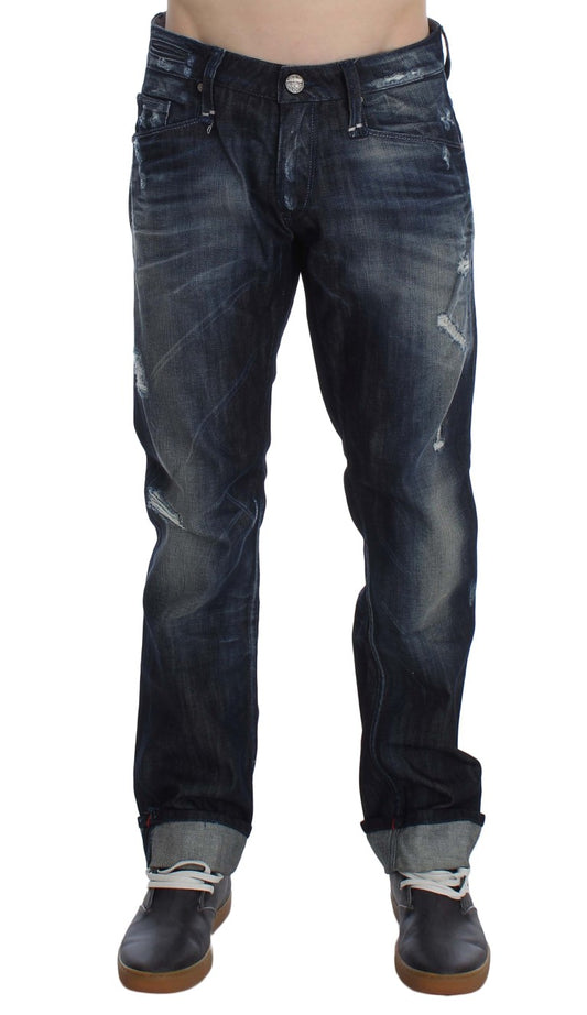 Acht Blaue Baumwolle Regular Straight Fit Jeans