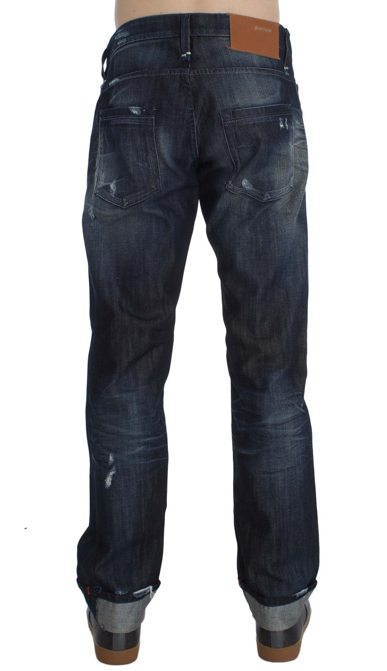 Acht Blaue Baumwolle Regular Straight Fit Jeans