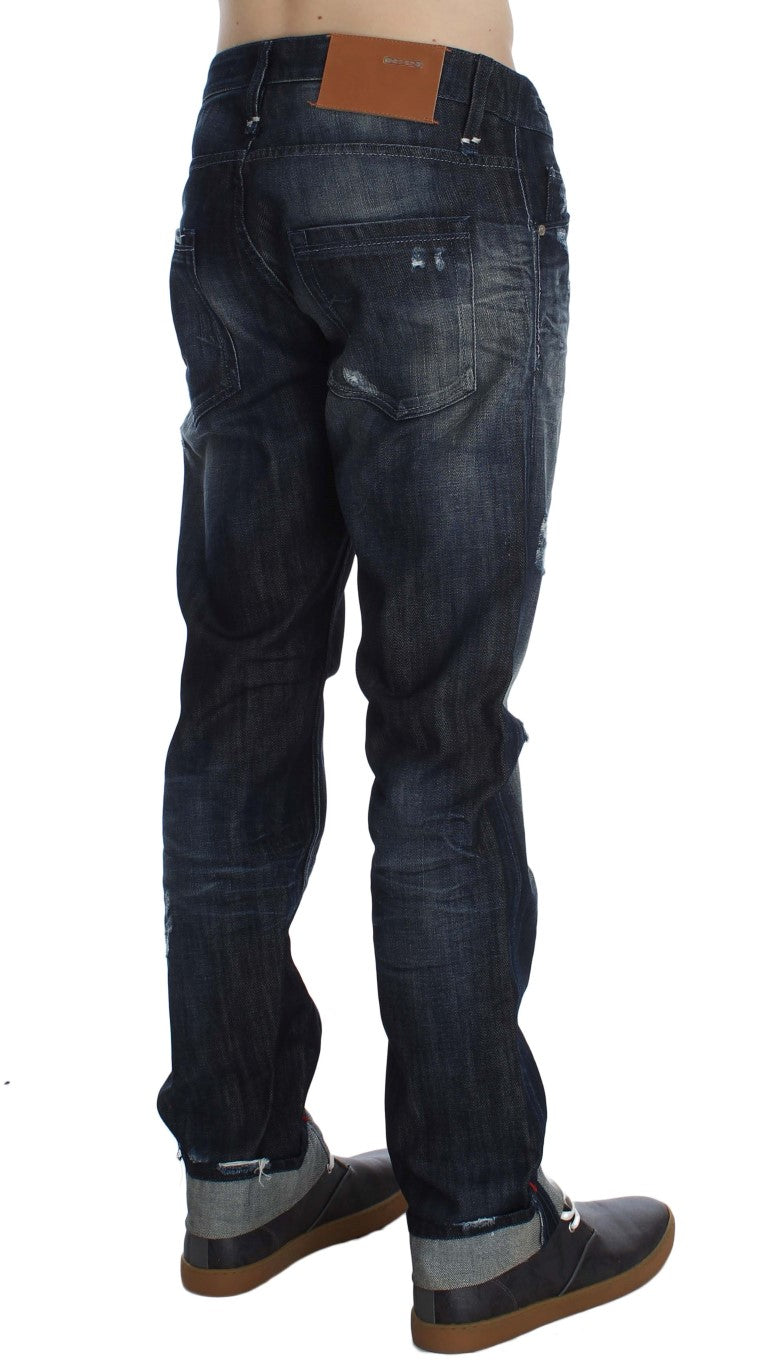 Acht Blaue Baumwolle Regular Straight Fit Jeans