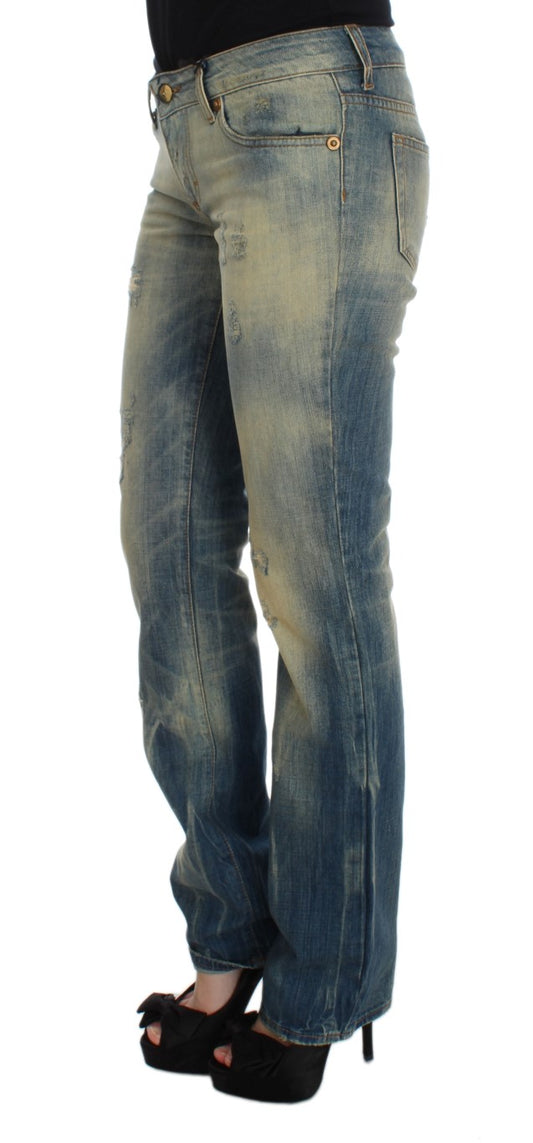 Cavalli Blaue Baumwollwaschung Slim Fit Bootcut Jeans