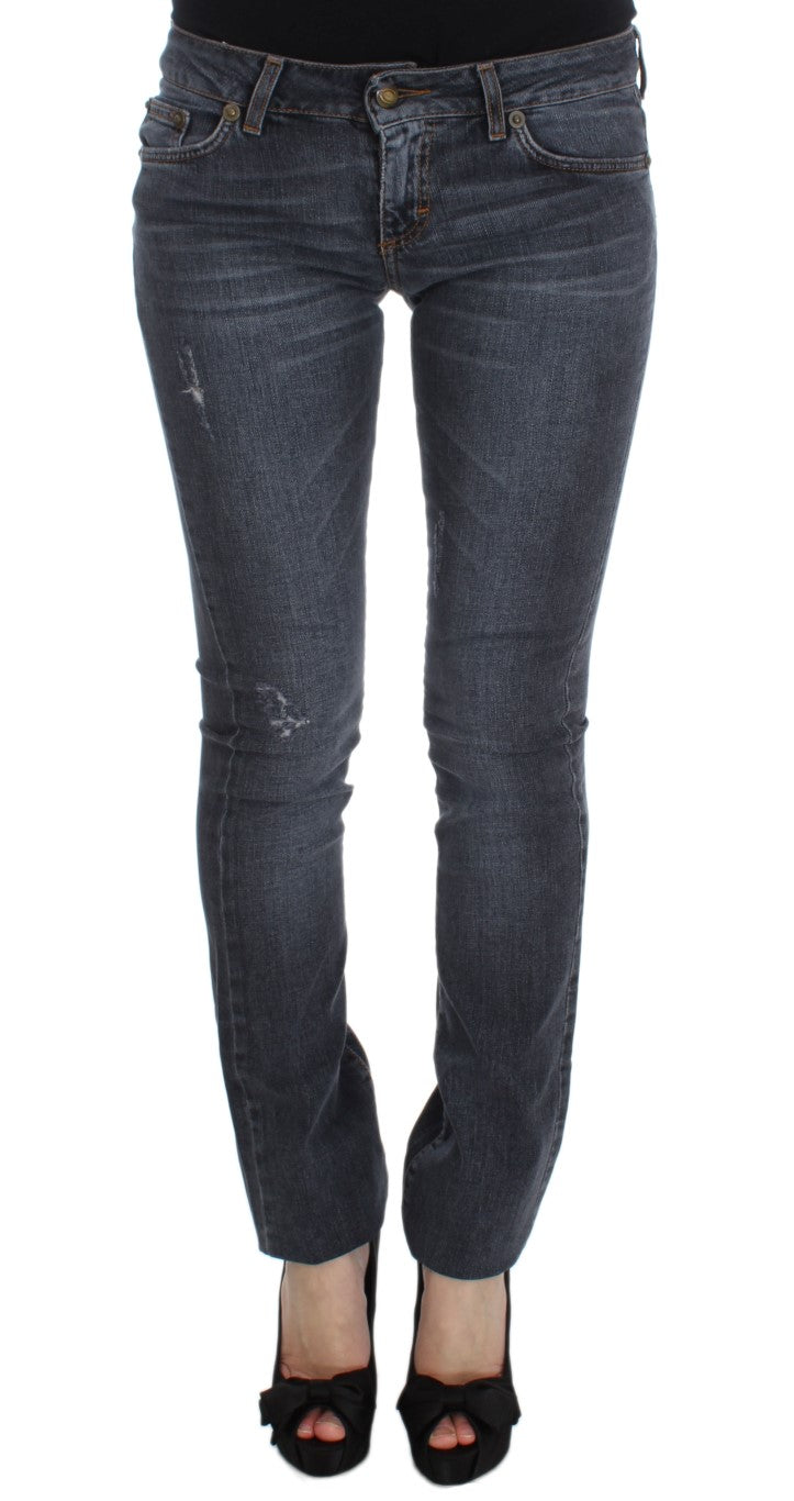 Cavalli Blaue Waschung Baumwollmischung Slim Fit Jeans