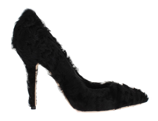 Dolce & Gabbana Schwarze Xiangao Lammfell Leder Pumps