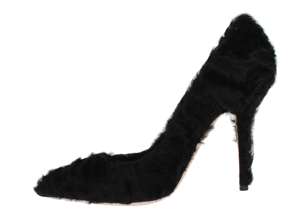 Dolce & Gabbana Schwarze Xiangao Lammfell Leder Pumps