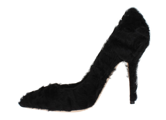 Dolce & Gabbana Schwarze Xiangao Lammfell Leder Pumps