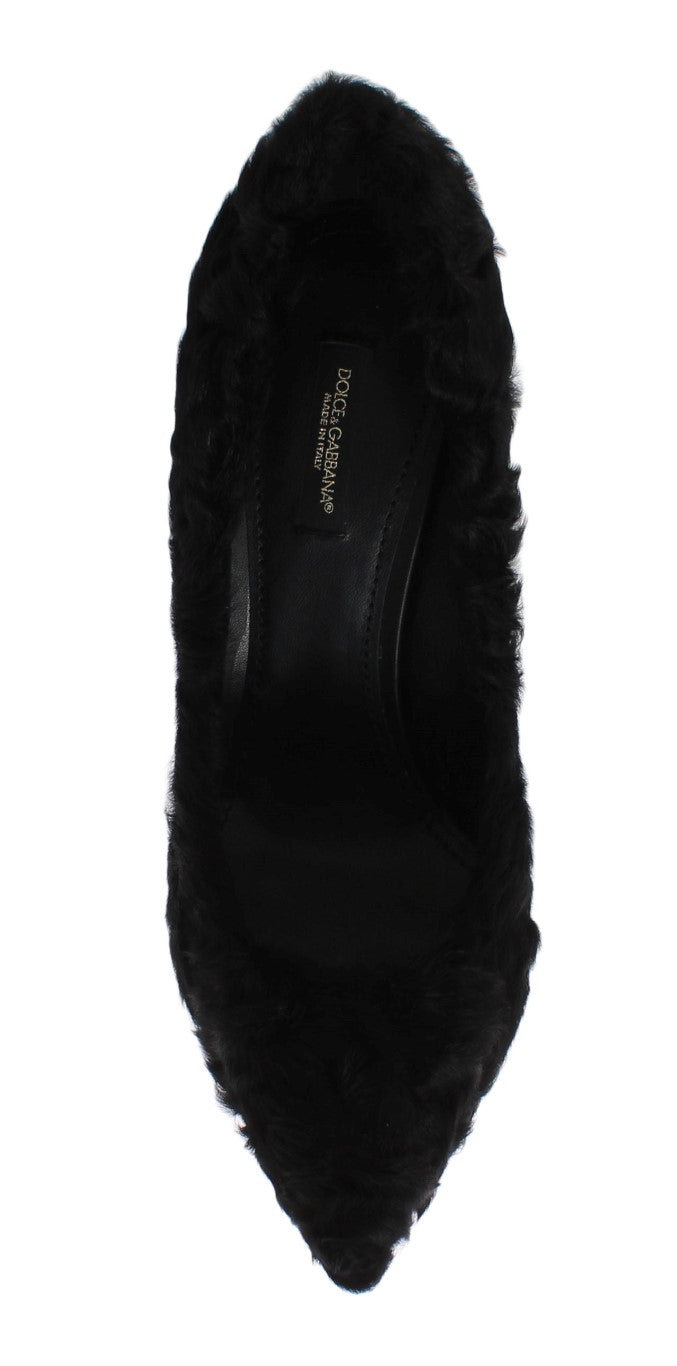 Dolce & Gabbana Schwarze Xiangao Lammfell Leder Pumps