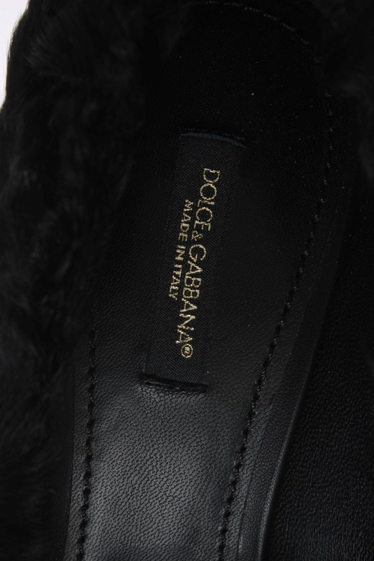 Dolce & Gabbana Schwarze Xiangao Lammfell Leder Pumps