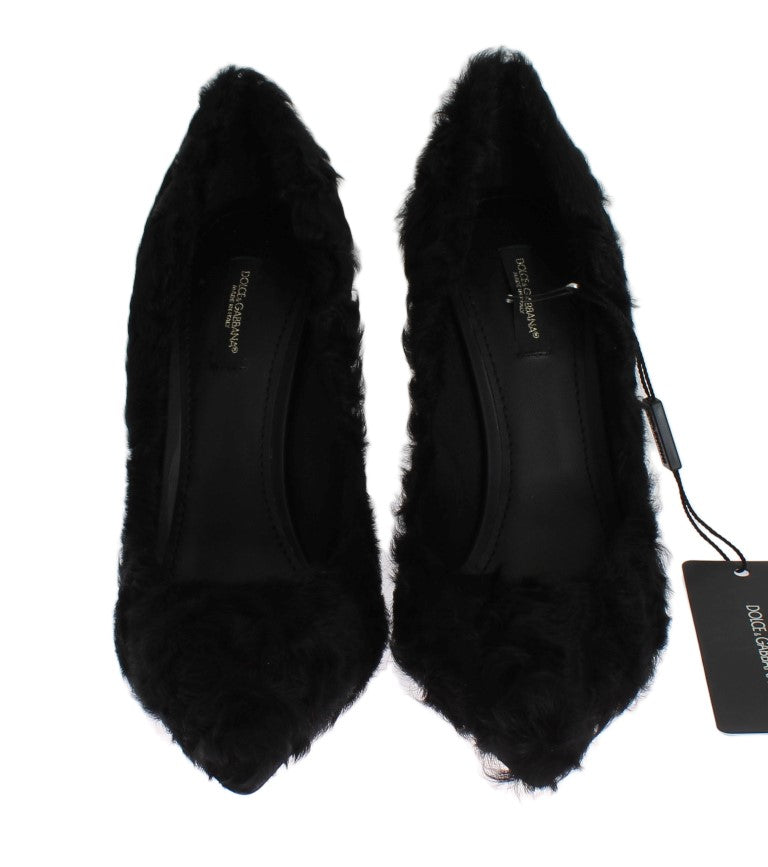 Dolce & Gabbana Schwarze Xiangao Lammfell Leder Pumps