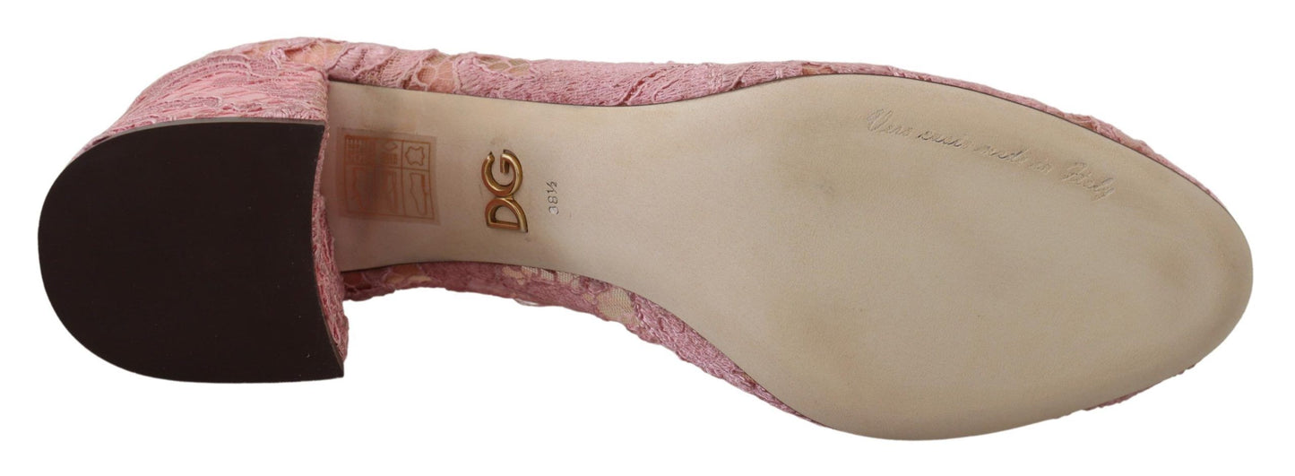 Dolce & Gabbana Rosa Taormina Spitze Kristall Pumps Pastell Schuhe