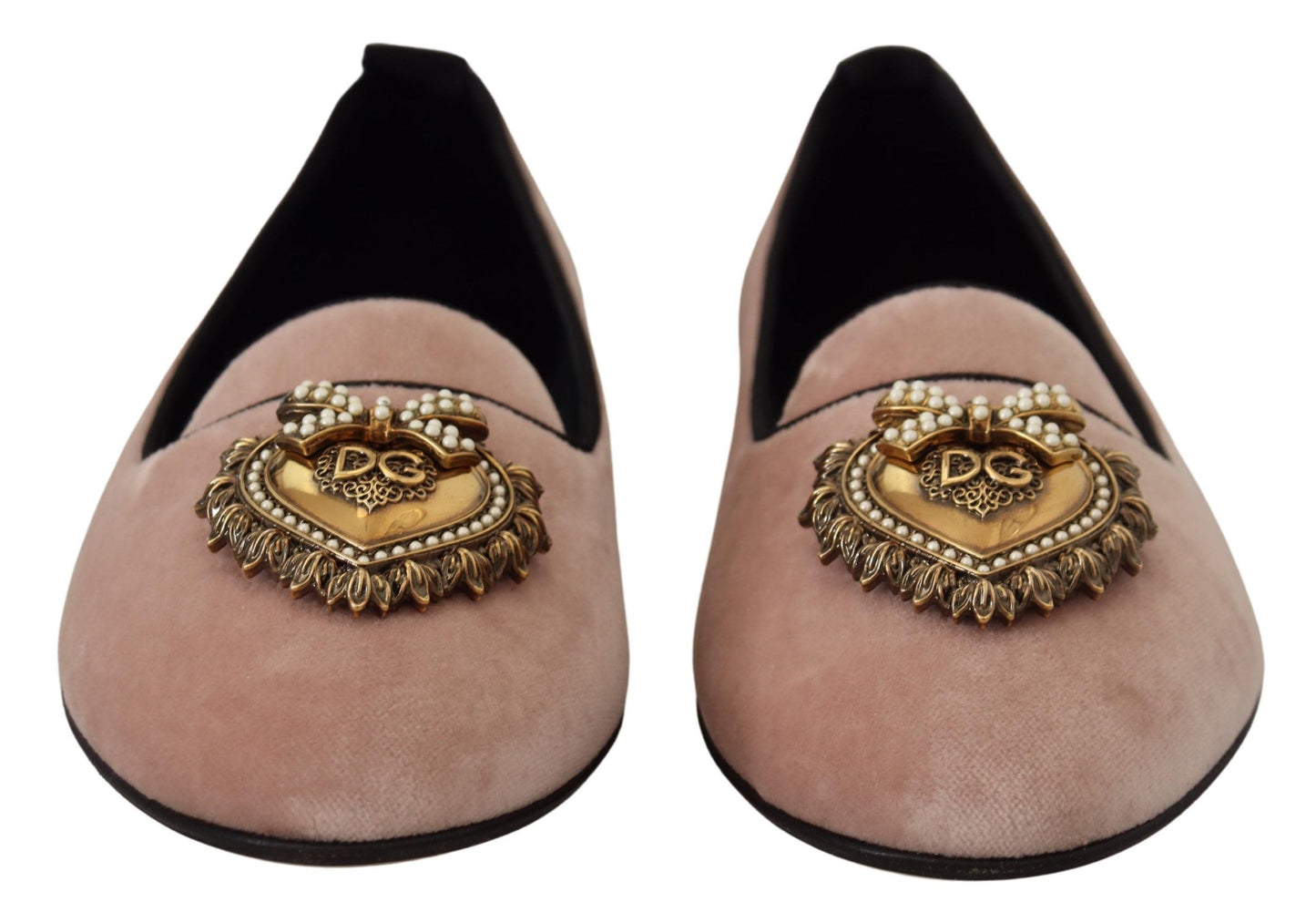 Dolce & Gabbana Rosa Samt Slip Ons Loafers Flats Schuhe
