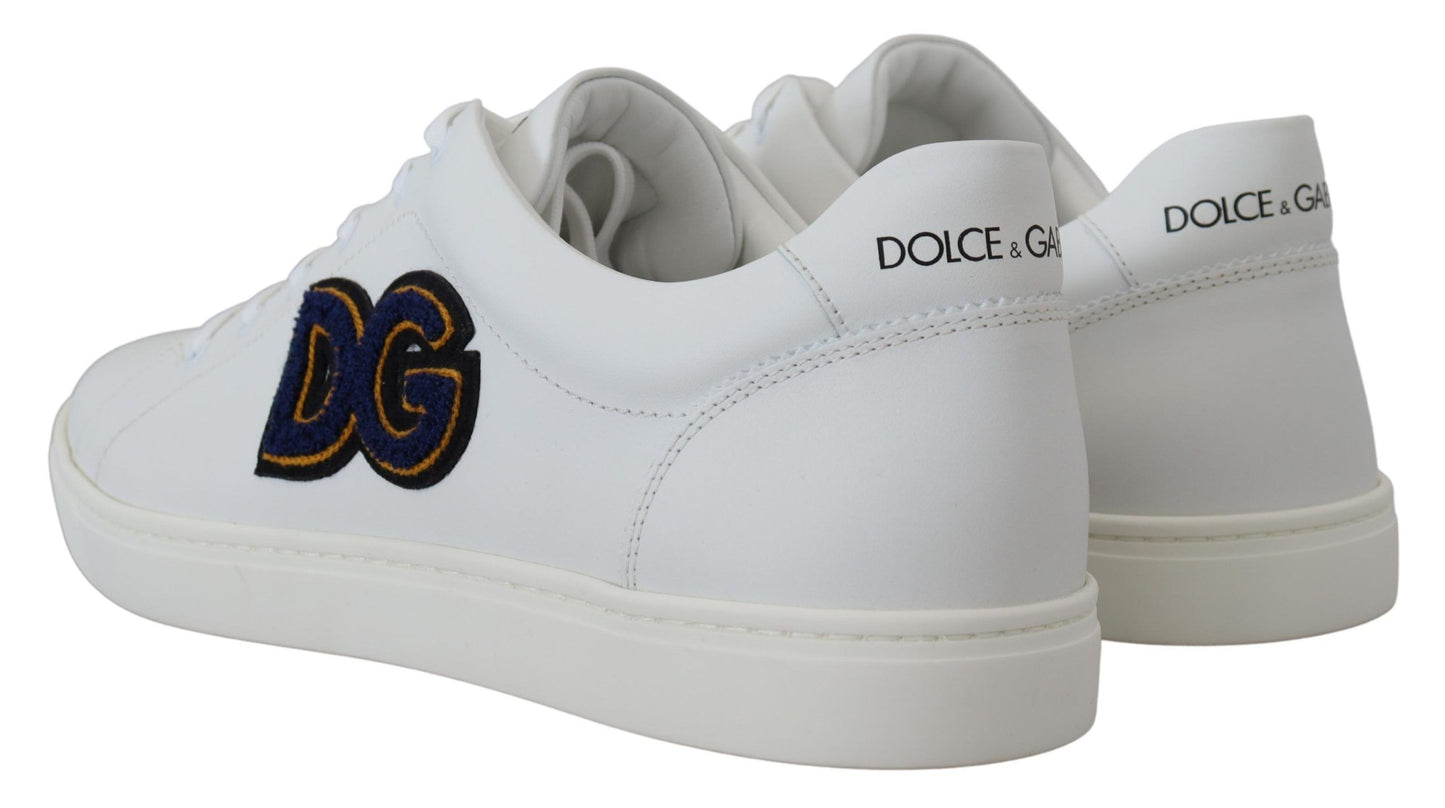 Dolce & Gabbana Weißes Leder DG Logo Casual Turnschuhe Schuhe