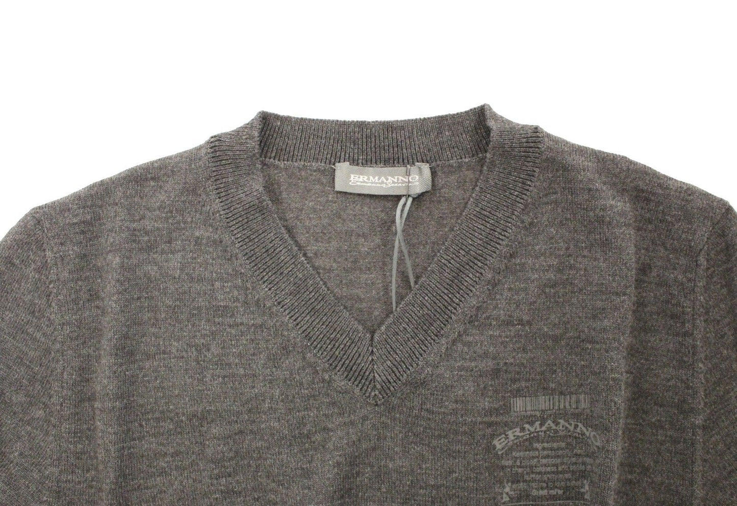 Ermanno Scervino Grauer Pullover mit V-Ausschnitt aus Wollmischung
