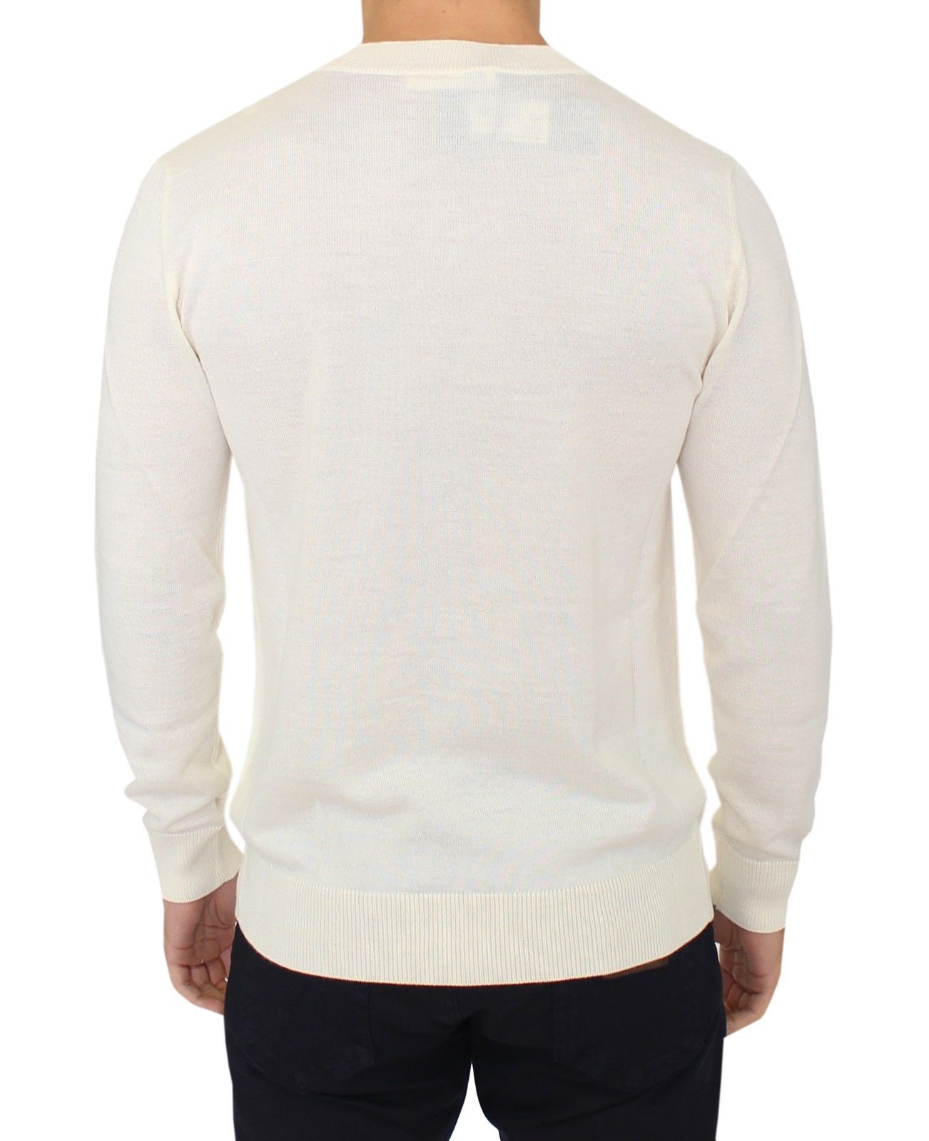 Ermanno Scervino Off White Pullover mit V-Ausschnitt aus Wollmischung
