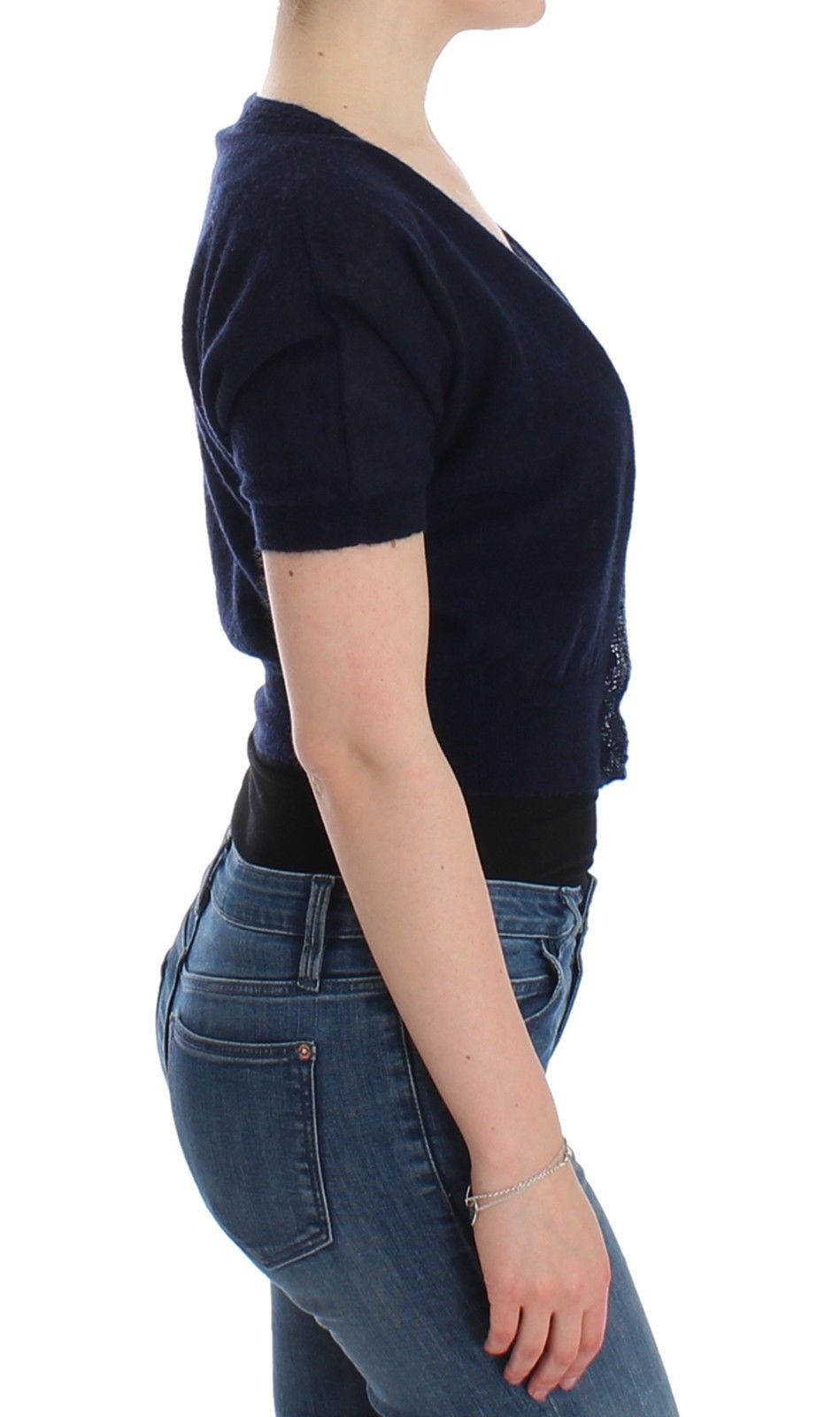 Ermanno Scervino Blauer Wollpullover Cardigan stricken