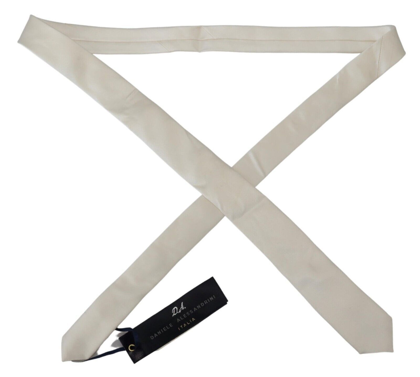 Daniele Alessandrini Off White Silk Herren Krawatte Verstellbares Accessoire Krawatte