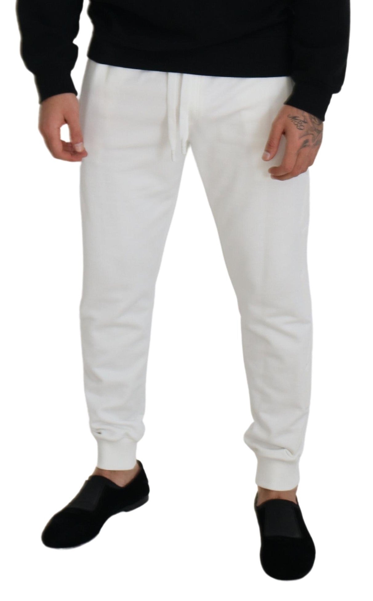 Dolce & Gabbana Weiße Sport Logo Baumwoll-Sweatpants Hosen Hosen