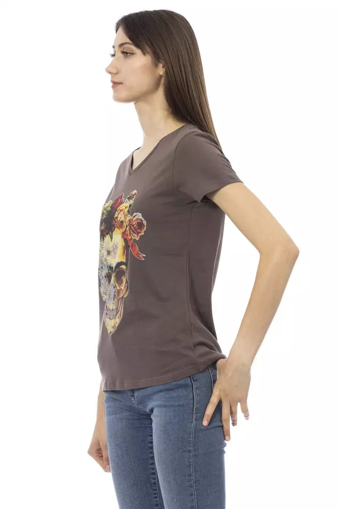 Trussardi Action Braunes Baumwoll-T-Shirt für Damen