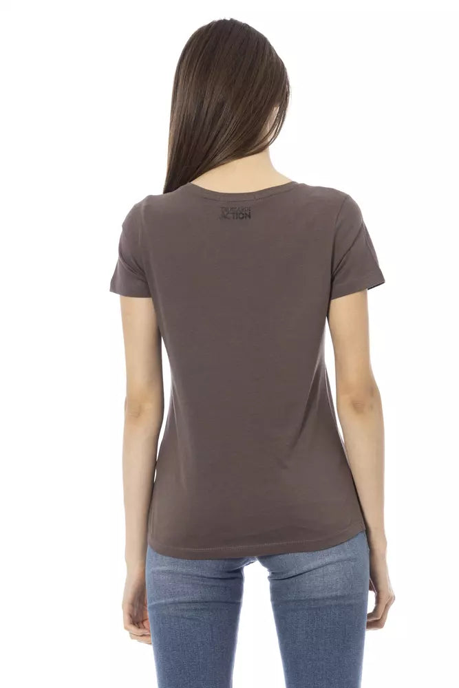 Trussardi Action Braunes Baumwoll-T-Shirt für Damen