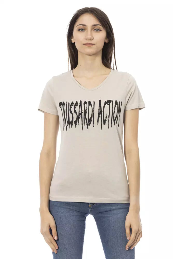 Trussardi Action Beigefarbenes Damen-Top aus Baumwolle