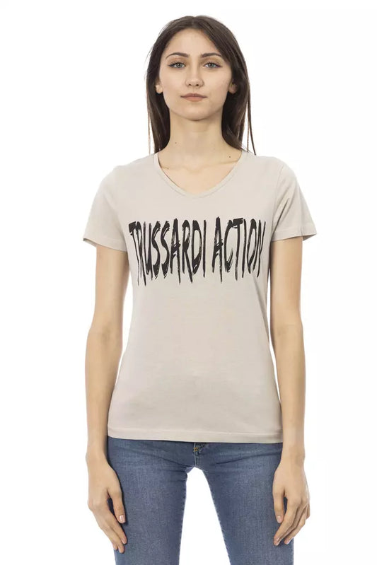 Trussardi Action Beigefarbenes Damen-Top aus Baumwolle