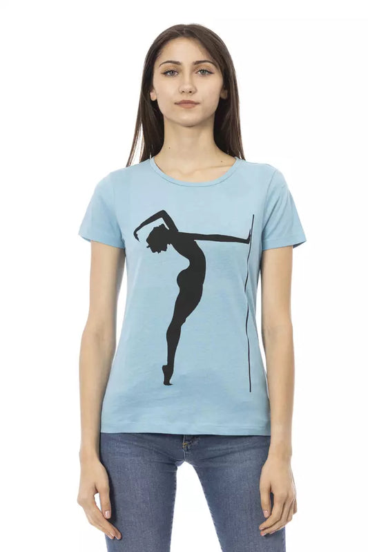 Trussardi Action Hellblaues T-Shirt aus Baumwolle für Frauen