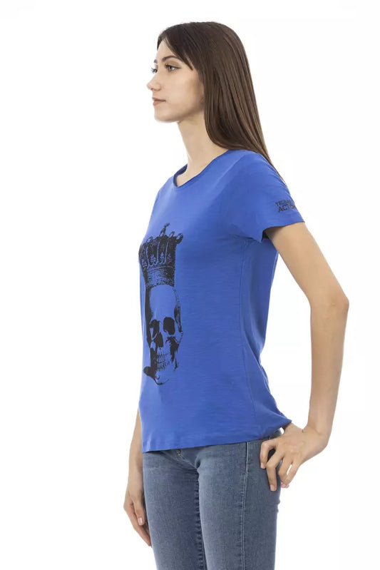 Trussardi Action T-Shirt aus blauer Baumwolle für Frauen