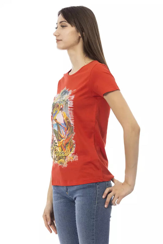 Trussardi Action Rotes Baumwoll-T-Shirt für Frauen