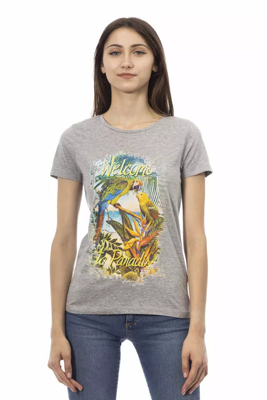 Trussardi Action Graues Baumwoll-T-Shirt für Frauen