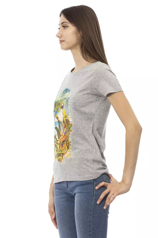 Trussardi Action Graues Baumwoll-T-Shirt für Frauen