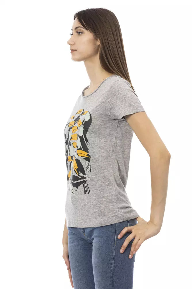 Trussardi Action Graues Baumwoll-T-Shirt für Frauen