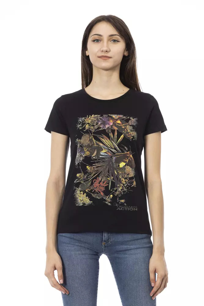 Trussardi Action Schwarzes Baumwoll-T-Shirt für Frauen