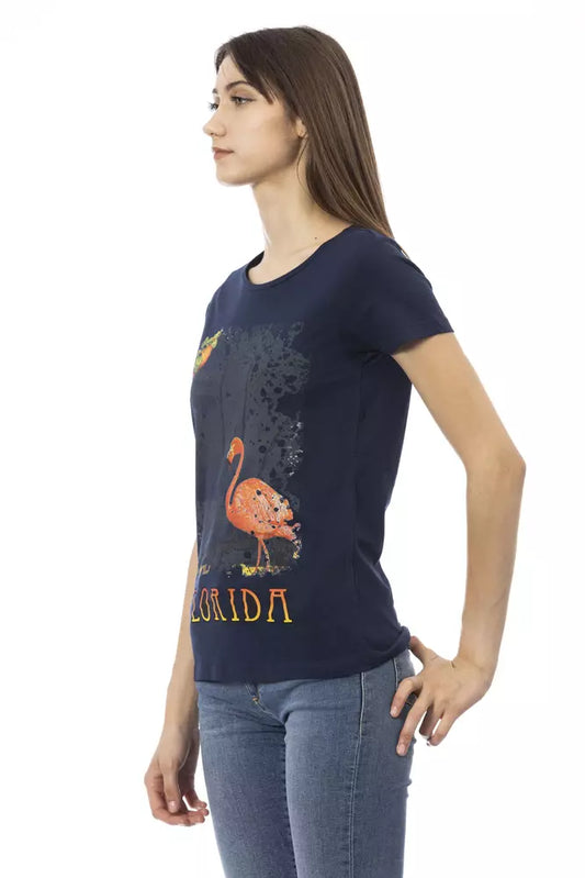 Trussardi Action T-Shirt aus blauer Baumwolle für Frauen