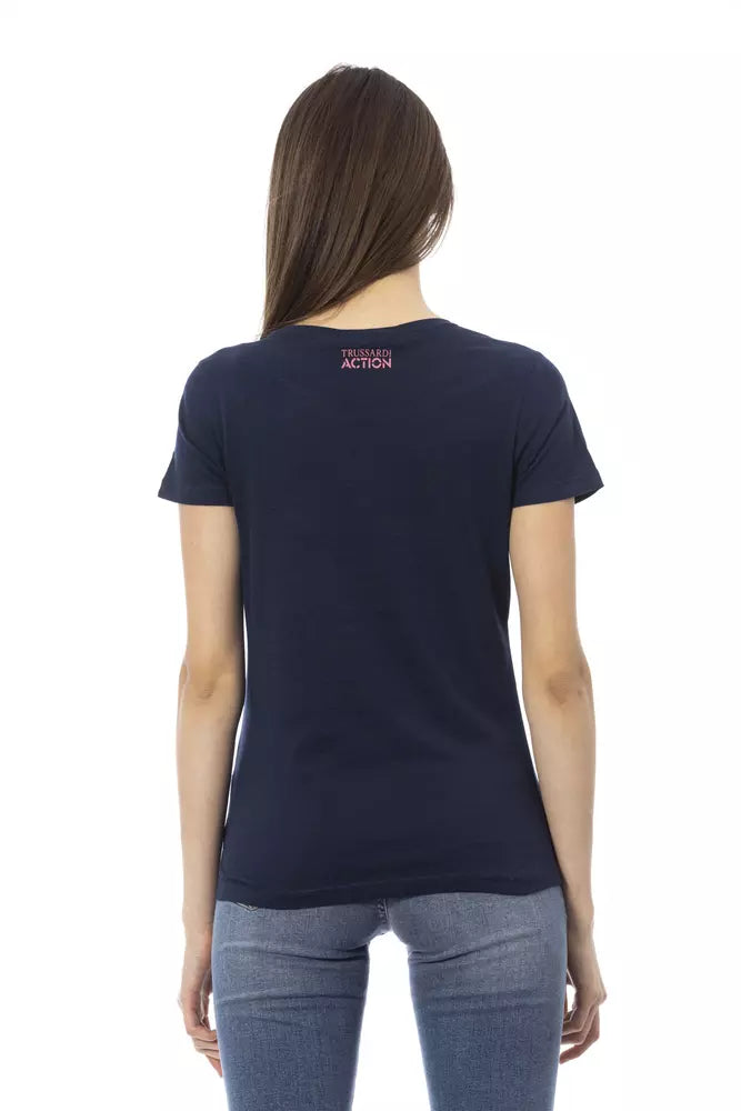 Trussardi Action T-Shirt aus blauer Baumwolle für Frauen