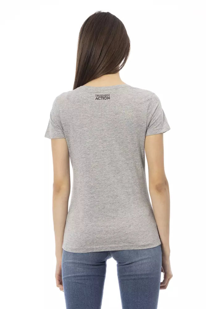 Trussardi Action Graues Baumwoll-T-Shirt für Frauen