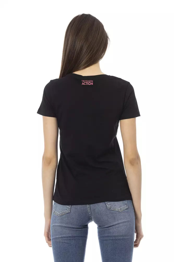 Trussardi Action Schwarzes Baumwoll-T-Shirt für Frauen