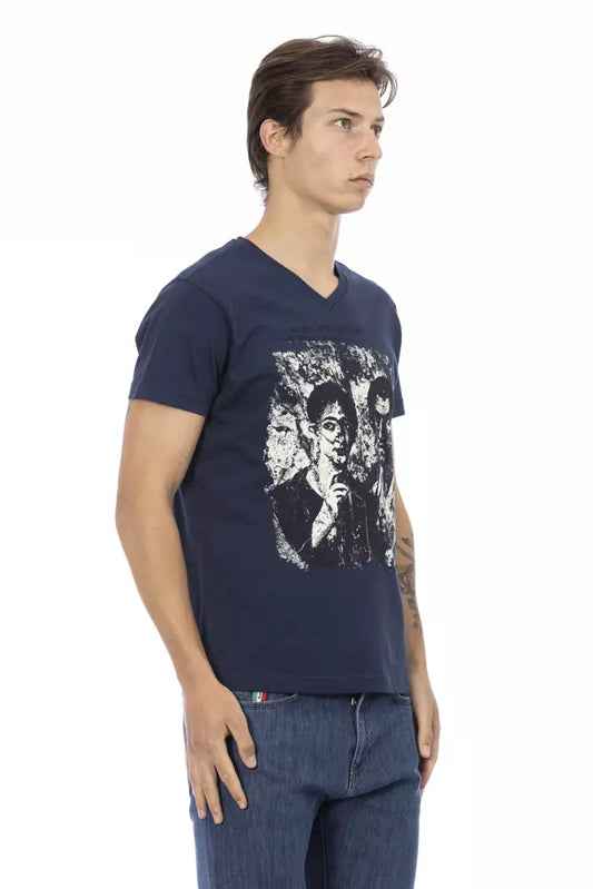 Trussardi Action Blaues Baumwoll-T-Shirt für Herren