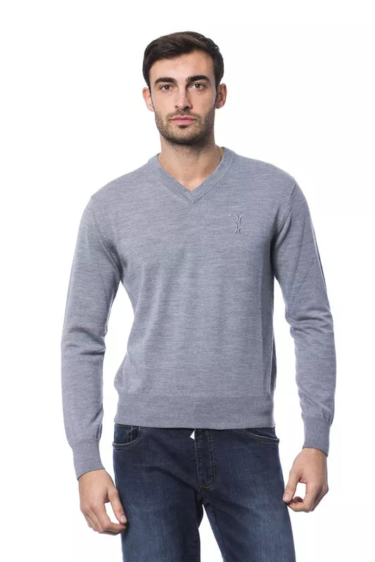 Billionaire Italian Couture Grauer Herren-Pullover aus Merinowolle