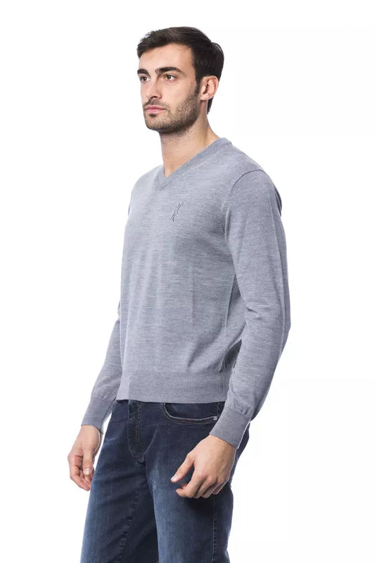Billionaire Italian Couture Grauer Herren-Pullover aus Merinowolle