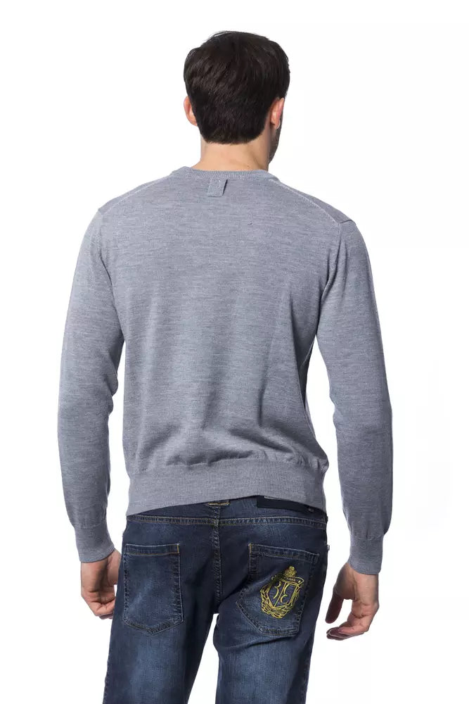 Billionaire Italian Couture Grauer Herren-Pullover aus Merinowolle