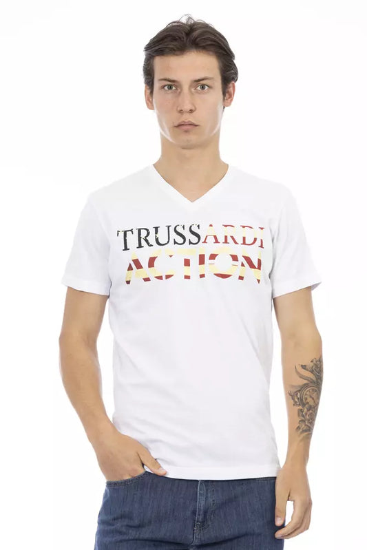 Trussardi Action Weißes Herren-T-Shirt aus Baumwolle