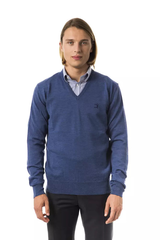 Uominitaliani Blauer Merinowoll-Pullover für Herren