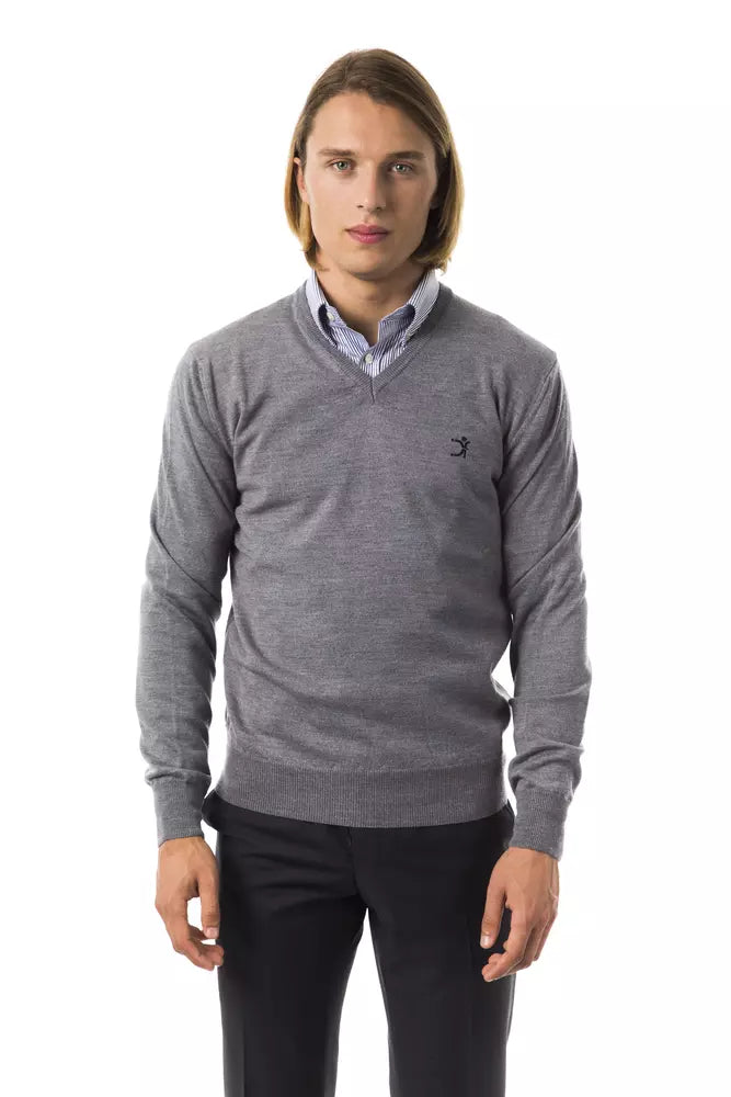 Uominitaliani Grauer Herren-Pullover aus Merinowolle