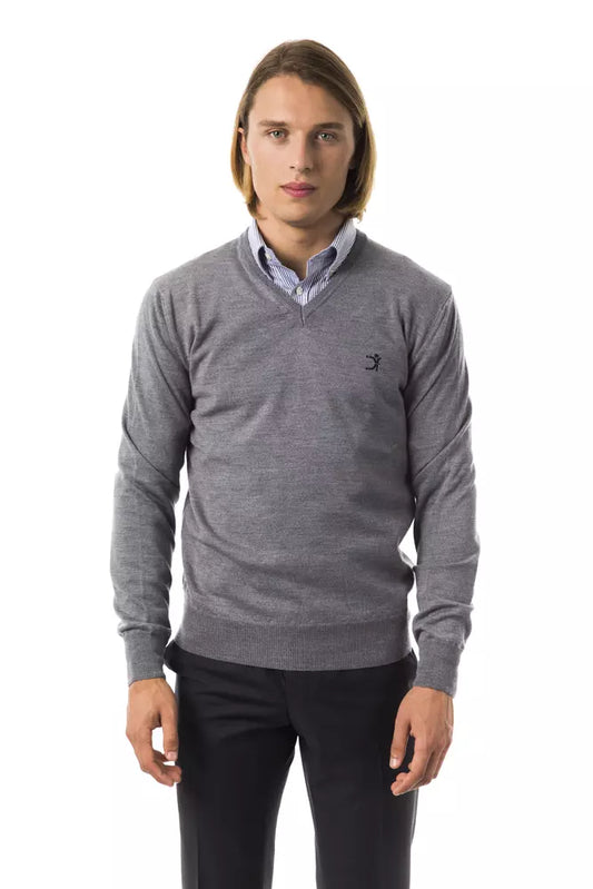 Uominitaliani Grauer Herren-Pullover aus Merinowolle