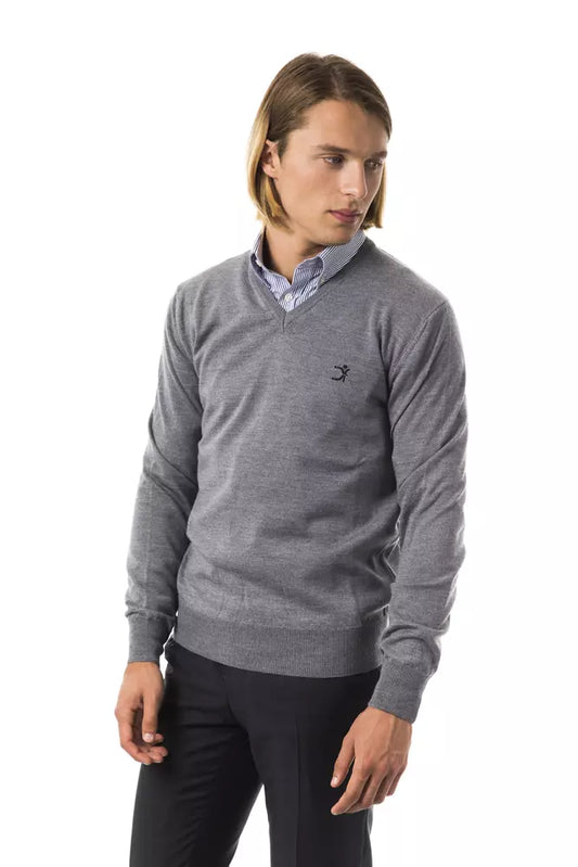 Uominitaliani Grauer Herren-Pullover aus Merinowolle