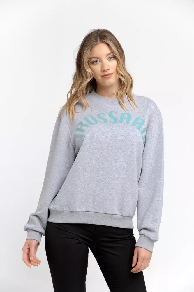 Trussardi Graues Damen-Sweatshirt aus Baumwolle