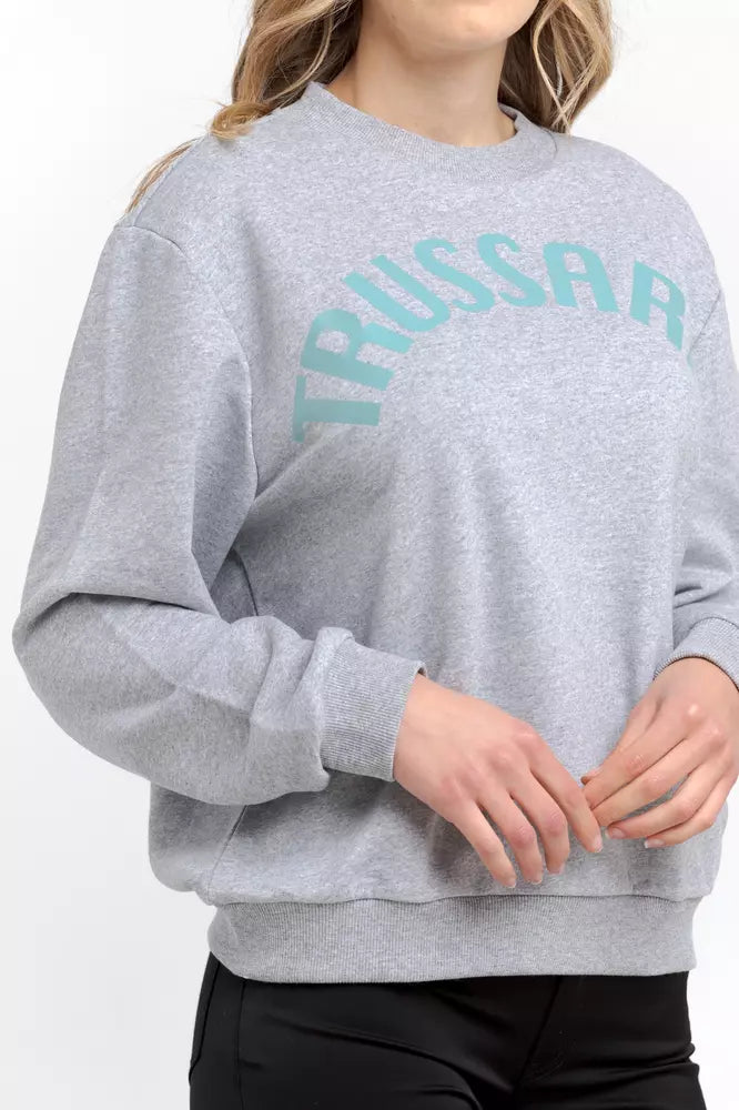 Trussardi Graues Damen-Sweatshirt aus Baumwolle