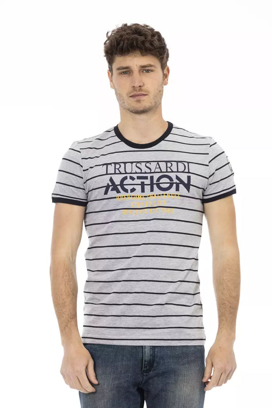 Trussardi Action Graues Herren-T-Shirt aus Baumwolle