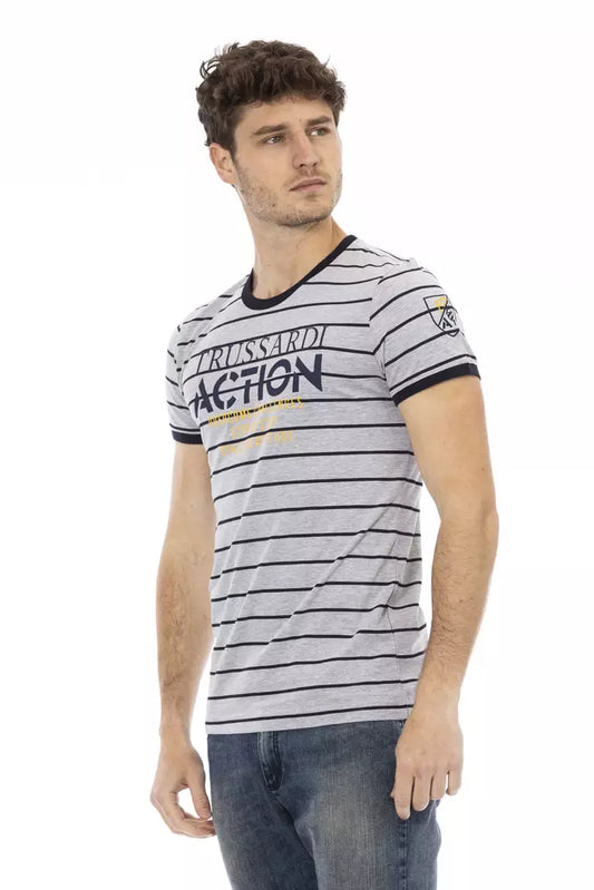 Trussardi Action Graues Herren-T-Shirt aus Baumwolle