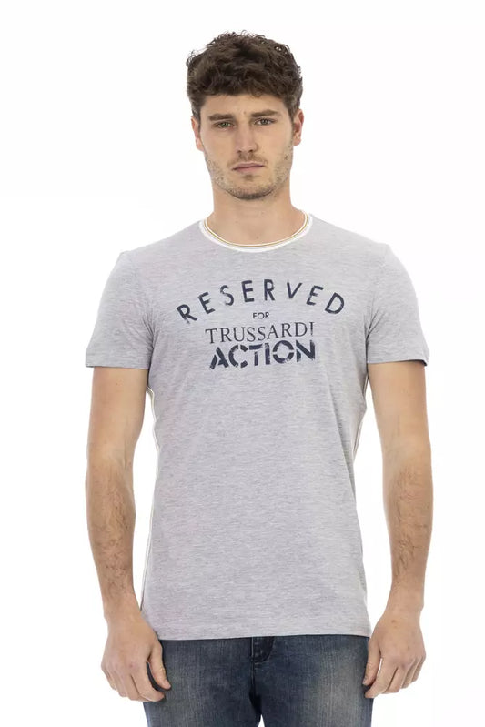 Trussardi Action Graues Baumwoll-T-Shirt für Herren