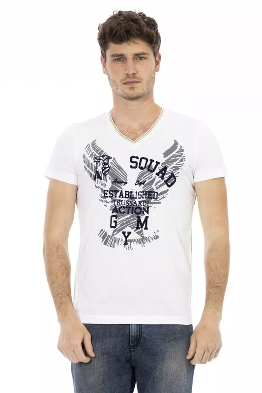 Trussardi Action Weißes Herren-T-Shirt aus Baumwolle